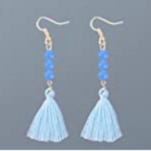 Light Blue Tassel Earrings